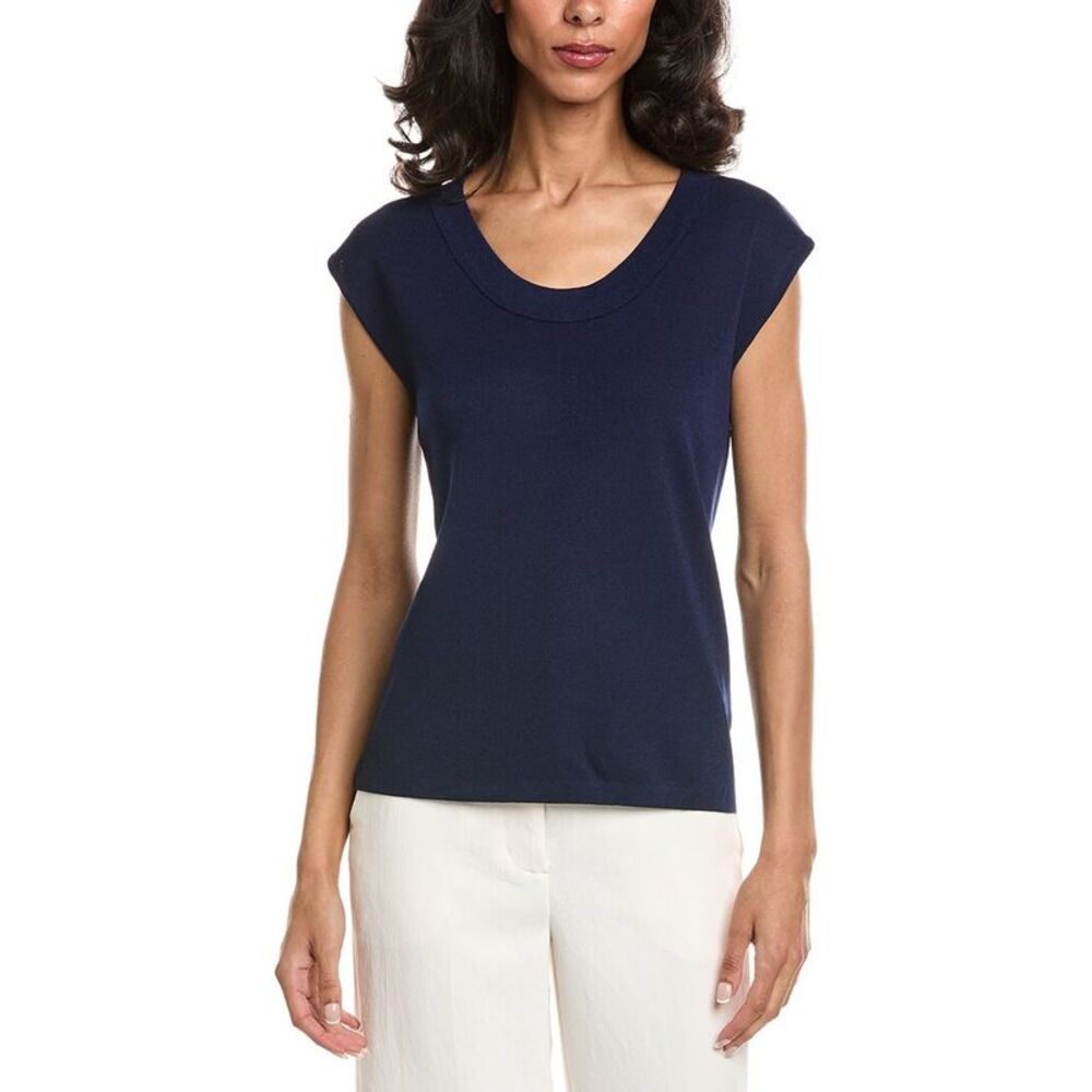 Anne Klein Womens  Ribbed Tank Top, Blue